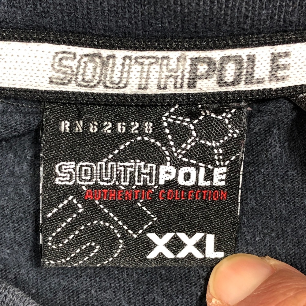 Southpole T-Shirt Mens XXL Black White Colorblock Embroidered Logo Y2K Good - Picture 3 of 7